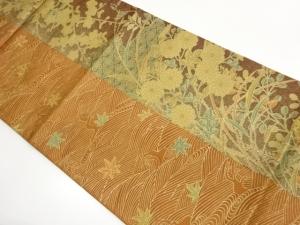 金彩波に秋草・梅・花菱模様全通袋帯